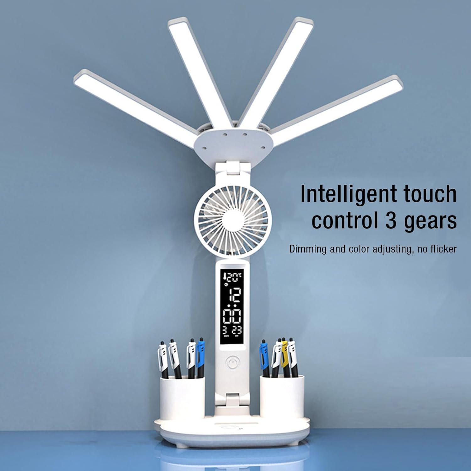 اباجوره مكتب ليد مع مروحه و ساعه