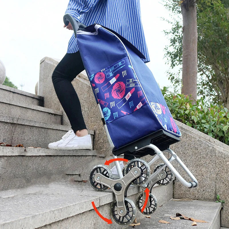 LIGHTEN UP Light Grocery Shopping Trolley Household Climbing Stairs Folding Trailer Outdoor Travel Hand Pull Shopping Cart Outdo